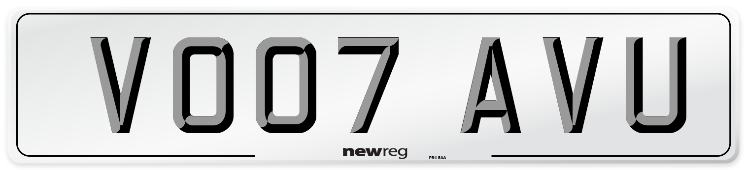 VO07 AVU Number Plate from New Reg